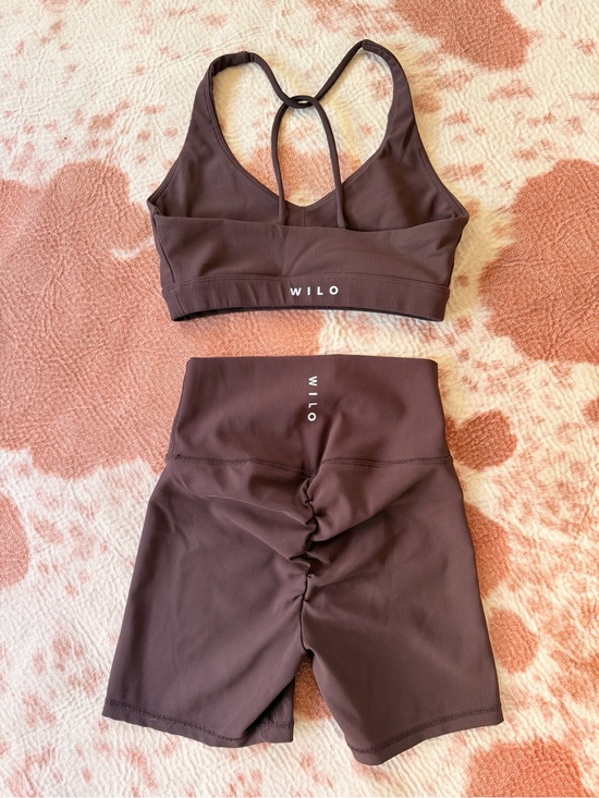 Wilo The Label Other - WILO Women's Brown Strappy Sports Bra & High-Waist Shorts Set